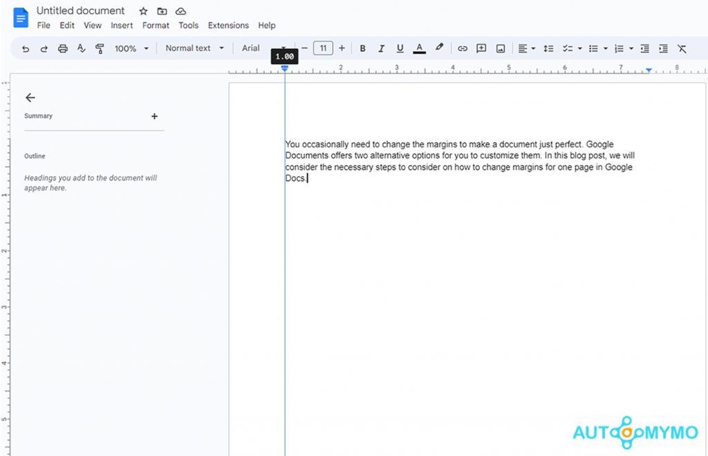 Change Margins for One Page in Google Docs