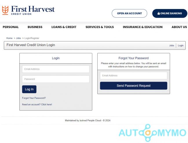 First Harvest Credit Union Login at Firstharvestcu.isolvedhire.com